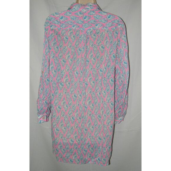 LILLY PULITZER CAPTIVA A LITTLE TIPSY Pink & Blue Seashell Print Sz Medium Tunic - Picture 4 of 5